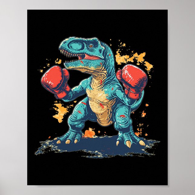 Cool Boxing Gloves With Dinosaur  Poster (Front)