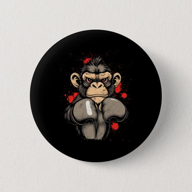 Cool Boxing Monkey - Costume  Button (Front)