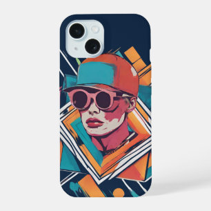 Cool boy, abstract dynamic pop art iPhone 15 case