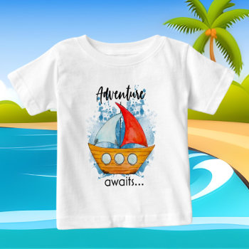 Cool Boy Beach Sailboat  Word Art Baby T-shirt by DoodlesGifts at Zazzle