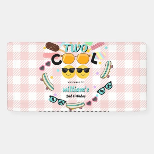 cool boy cute summer sweet two cool 2nd birthday banner