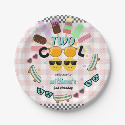 cool boy cute summer sweet two cool 2nd birthday paper plates