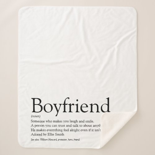 Cool Boyfriend Definition Black and White Modern Sherpa Blanket