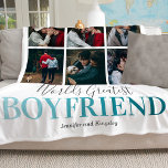 Cool Boyfriend Gift | Worlds Greatest Photo Fleece Blanket<br><div class="desc">Unique boyfriend gift fleecy blanket featuring a stylish white background that can be changed to any color,  a 9 picture collage template for you to customize,  the saying "worlds greatest boyfriend",  and your names.</div>