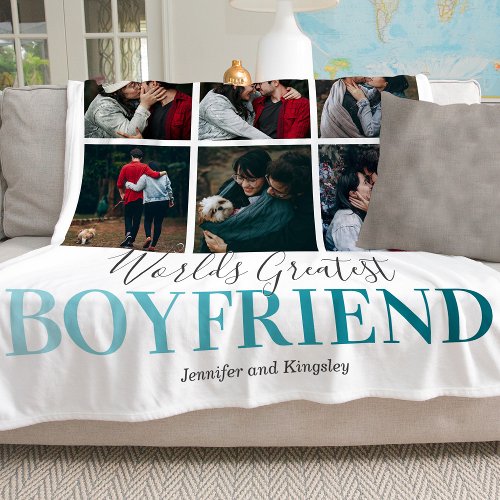 Cool Boyfriend Gift  Worlds Greatest Photo Fleece Blanket
