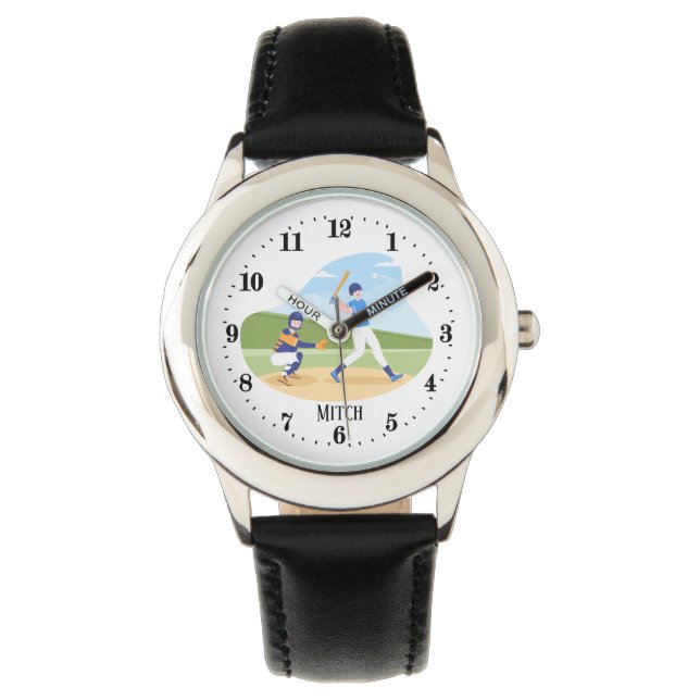 cool boys Baseball sports lovers add name  Watch (Front)