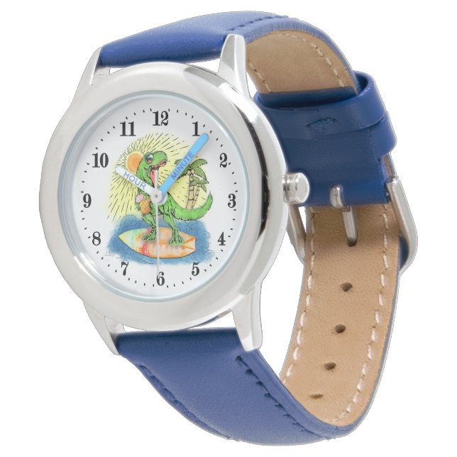 cool boys beach dinosaur Summer Watch (Angled)