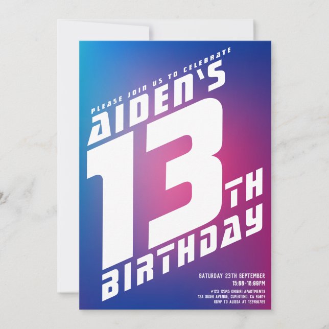 Cool boy's birthday party invitations (Front)