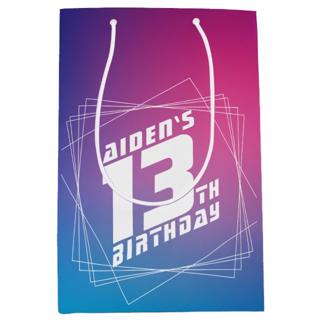 Cool boy's birthday party medium gift bag (Front)