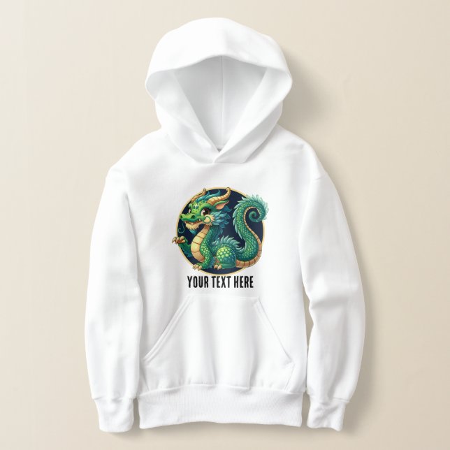 Cool Boys Chinese Dragon add text Hoodie (Laydown)
