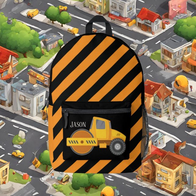 Cool boys Construction paver truck add name  Printed Backpack (Creator Uploaded)
