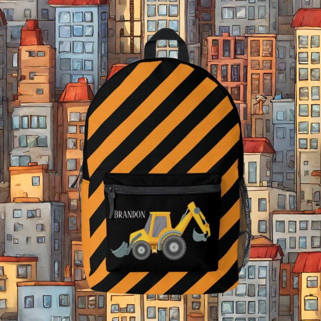 Cool boys Construction truck add name Printed Backpack (Creator Uploaded)