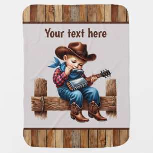 Cool boys cowboys customizable baby blanket