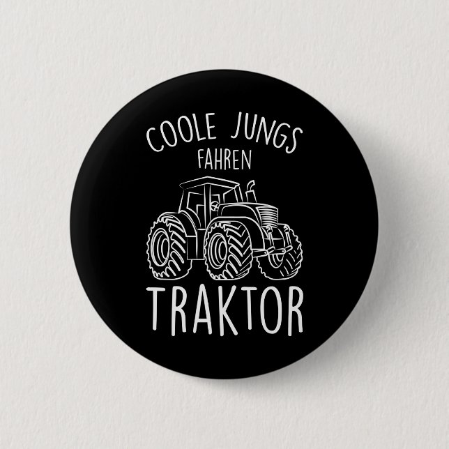 Cool boys' driving tractor tractor for boys button (Front)