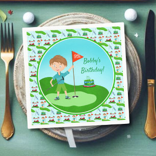 Cool Boy's Golfing Themed Birthday Party Napkins