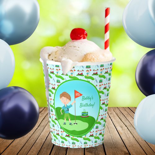 Cool Boys Golfing Themed Birthday Party Paper Cups