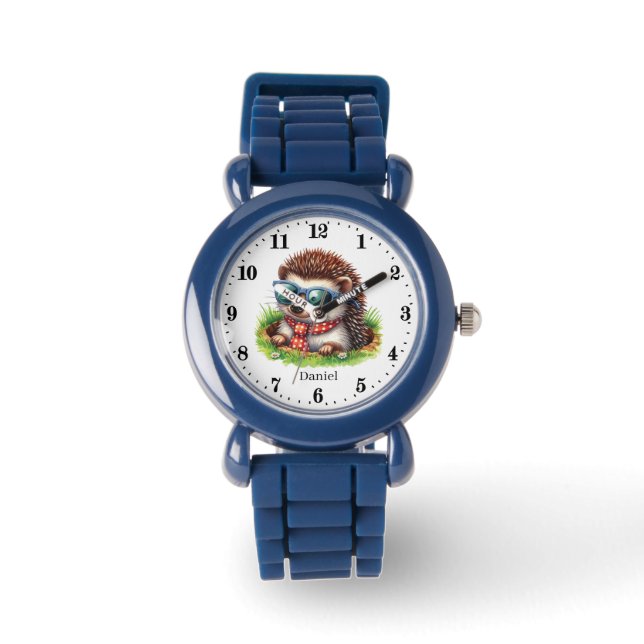 Cool boys hedgehog add name watch (Front)