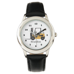 cool boys kids construction forklift add name watch