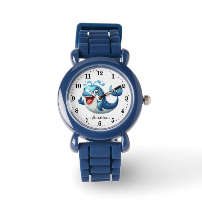 Cool boys kids whale add name watch (Front)