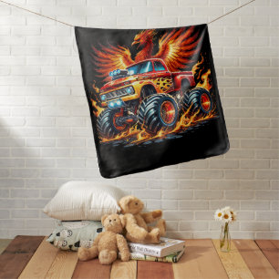 Cool boys monster truck add name  baby blanket