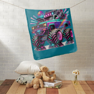 Cool boys monster truck add name  baby blanket