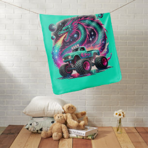 Cool boys monster truck add name baby blanket