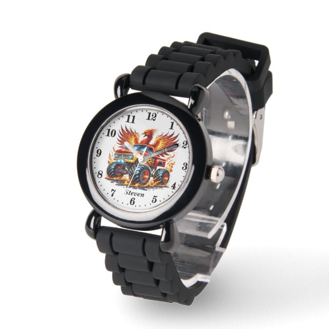 Cool boys monster truck add name  watch (Angle)