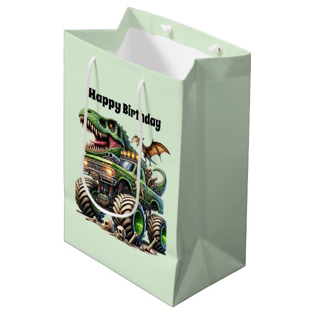 Cool boys monster truck  medium gift bag (Front Angled)