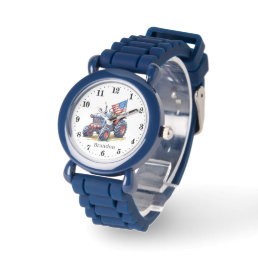 Cool boys Patriotic tractor add name Watch