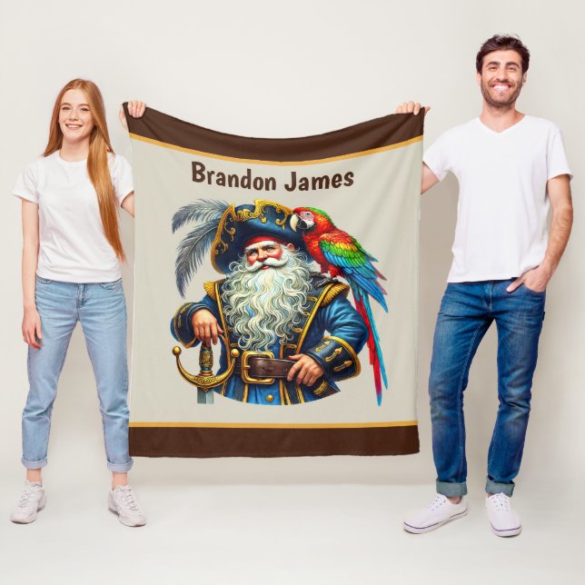 Cool boys pirate lovers add name  fleece blanket (In Situ)