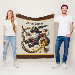 Cool boys pirate lovers add name  fleece blanket
