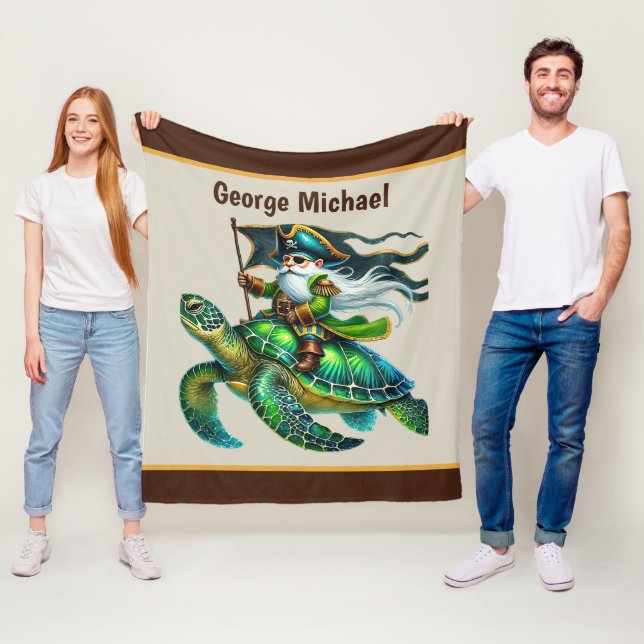 Cool boys pirate lovers add name  fleece blanket (In Situ)