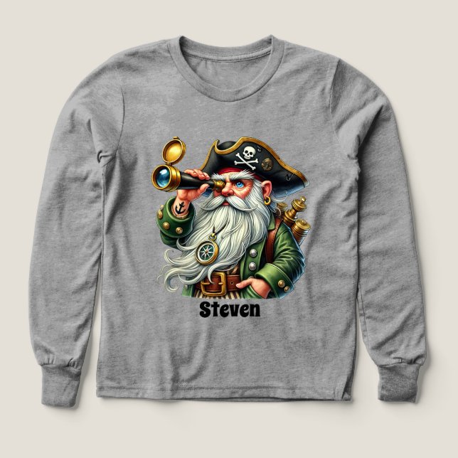 Cool boys pirate lovers add name  Tri-Blend shirts (Design Front)