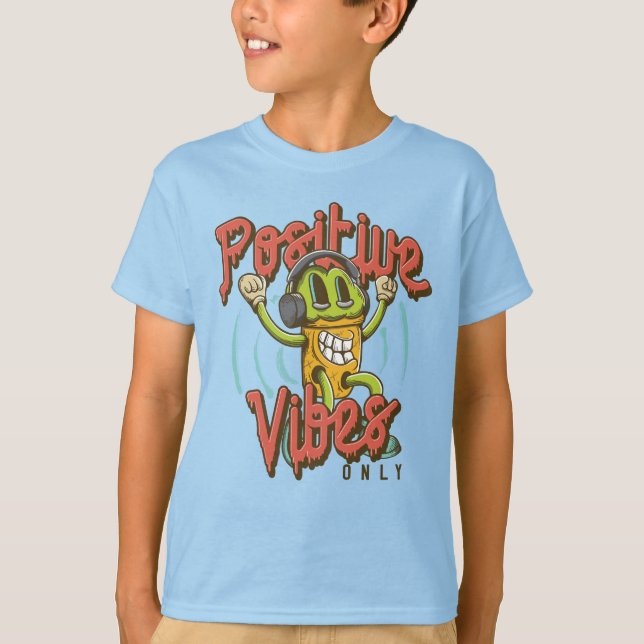 Cool Boys Positive Vibes Only Ice Cream Guy T-Shirt (Front)