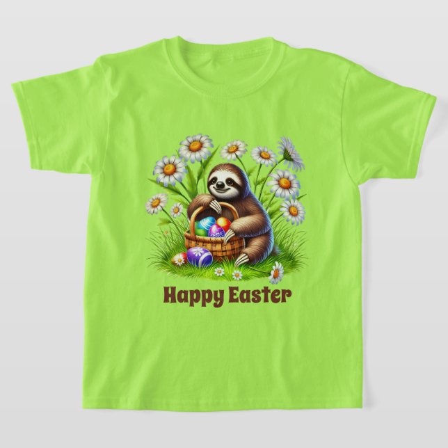 Cool boys sloth Easter customizable T-Shirt (Laydown)