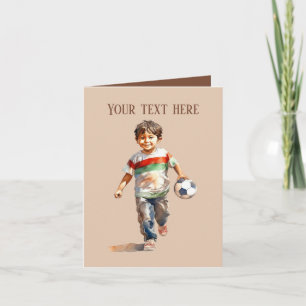 Cool boys soccer sports add text card