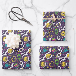 Cool boys space lovers tiled party wrapping paper sheets
