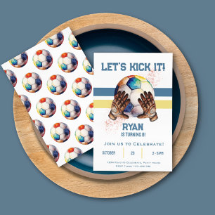 Cool Boys Sports Soccer Birthday Party  Invitation