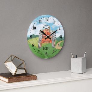cool boys tractor lovers add name large clock