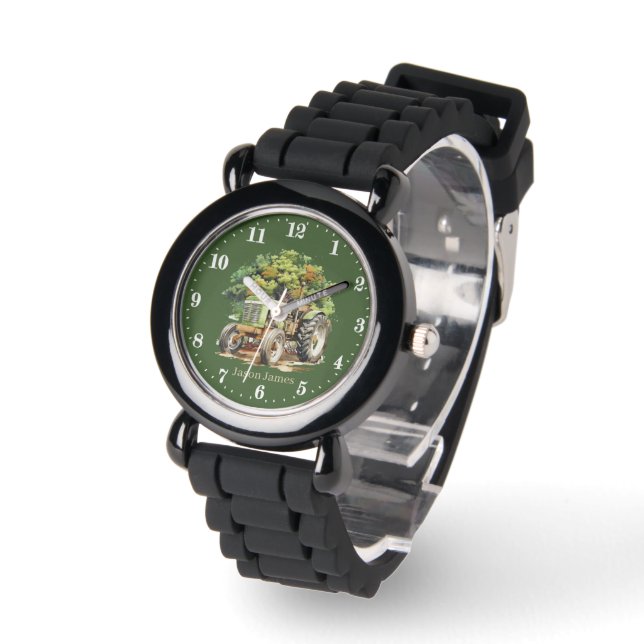 Cool boys Tractor lovers add name  Watch (Angle)
