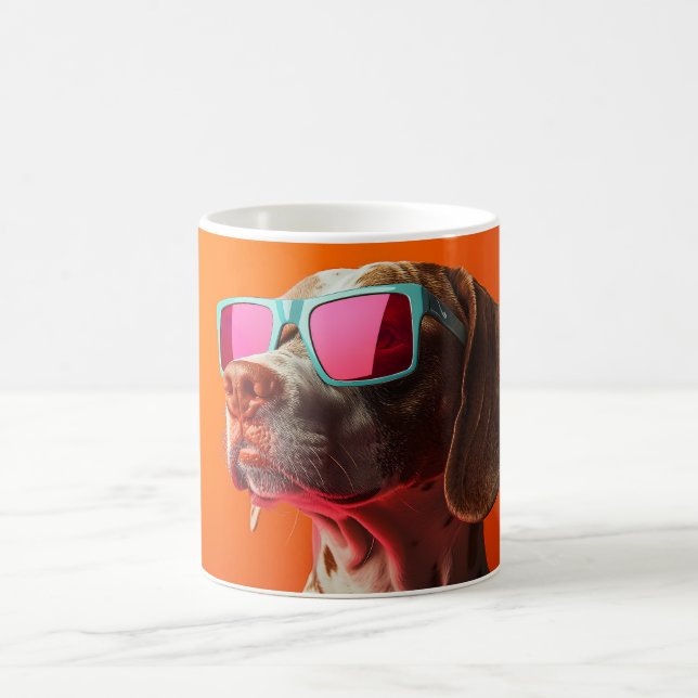 Cool Bracco italiano dog with sunglasses Coffee Mug (Center)