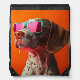 Cool Bracco italiano dog with sunglasses Drawstring Bag