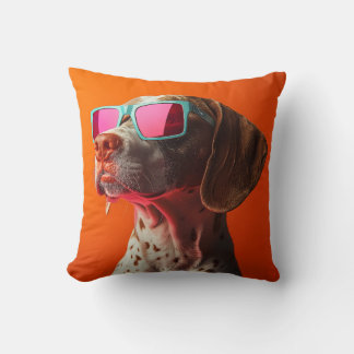 Cool bracco italiano dog with sunglasses throw pillow