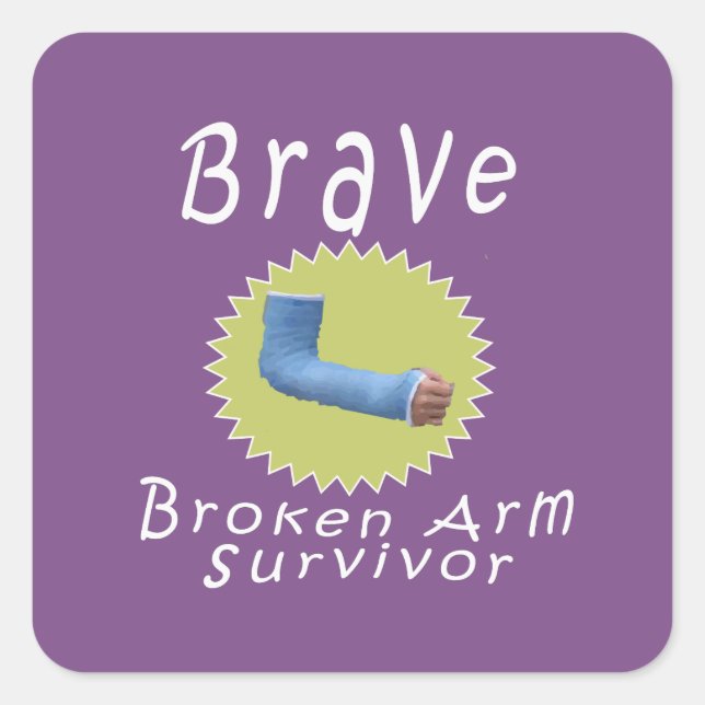 Cool Brave Broken Arm Survivor Gift for Boys Square Sticker (Front)