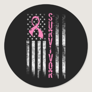 Cool Breast Cancer Survivor - Women Pink Flag  Classic Round Sticker