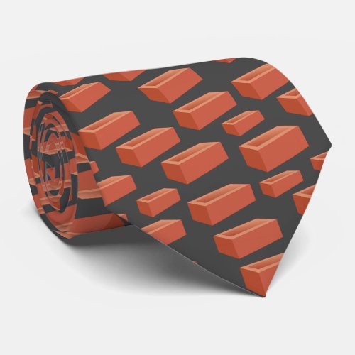 Cool Bricklayer Construction Worker Red Bricks Neck Tie