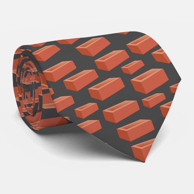 Cool Bricklayer Construction Worker Red Bricks Neck Tie (Rolled)