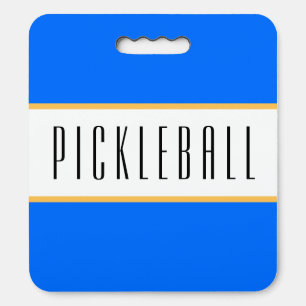 Cool Bright Blue White PICKLEBALL Text Stripes Seat Cushion