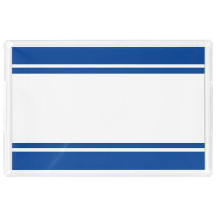 Cool Bright Colorful Blue White Racing Pinstripes Acrylic Tray