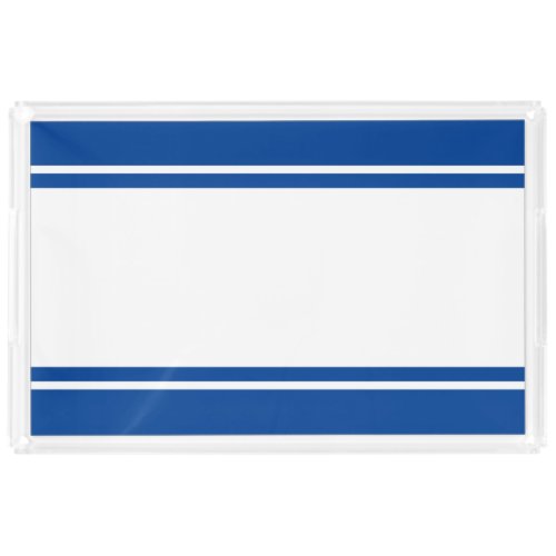 Cool Bright Colorful Blue White Racing Pinstripes Acrylic Tray